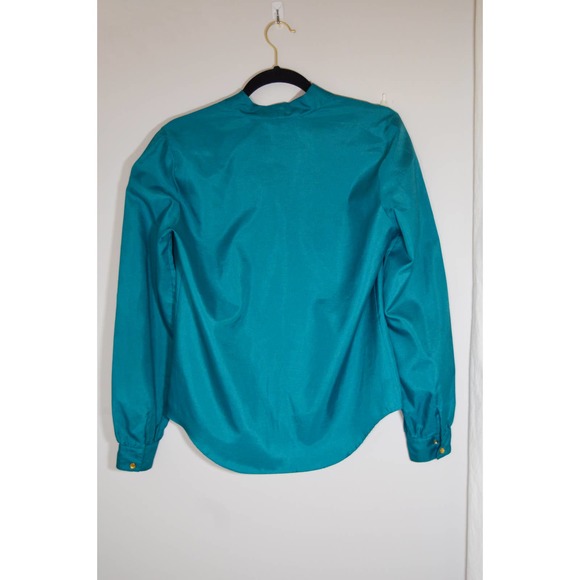Vintage DeMura turquoise blouse button down size 10 - Picture 2 of 4